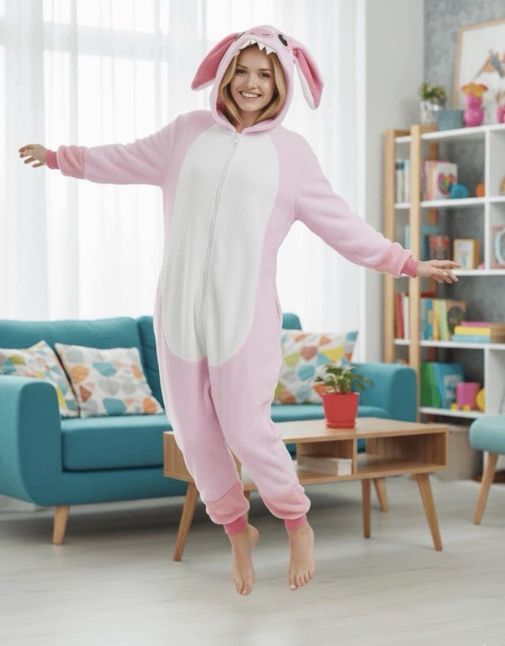One-Piece Adult's Bunny Pajamas Halloween Cosplay Costume Sleepwear Small